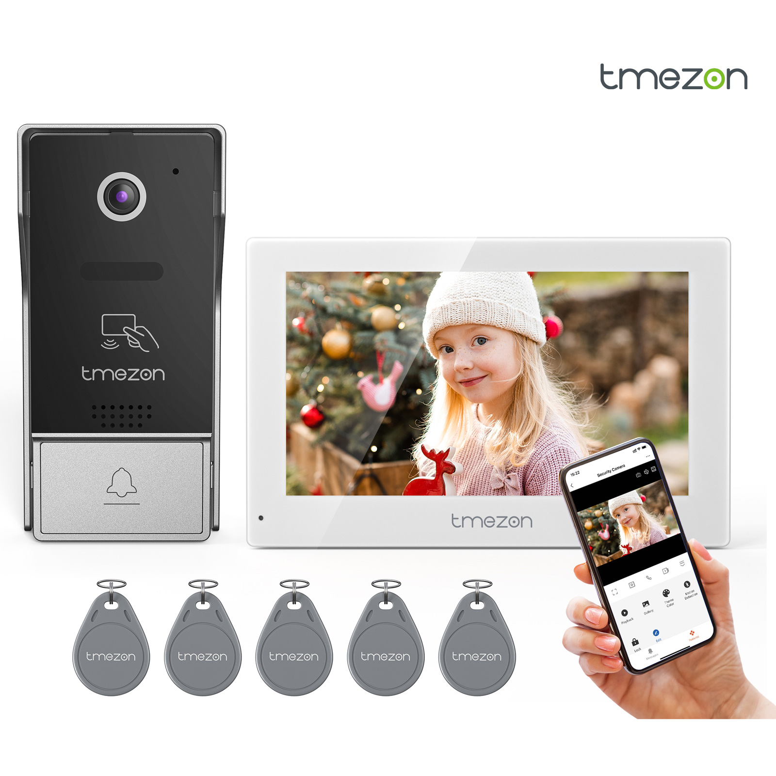 Smart Home Video Doorbell App - TMEZON 7 Inch 1080P Màn Hình