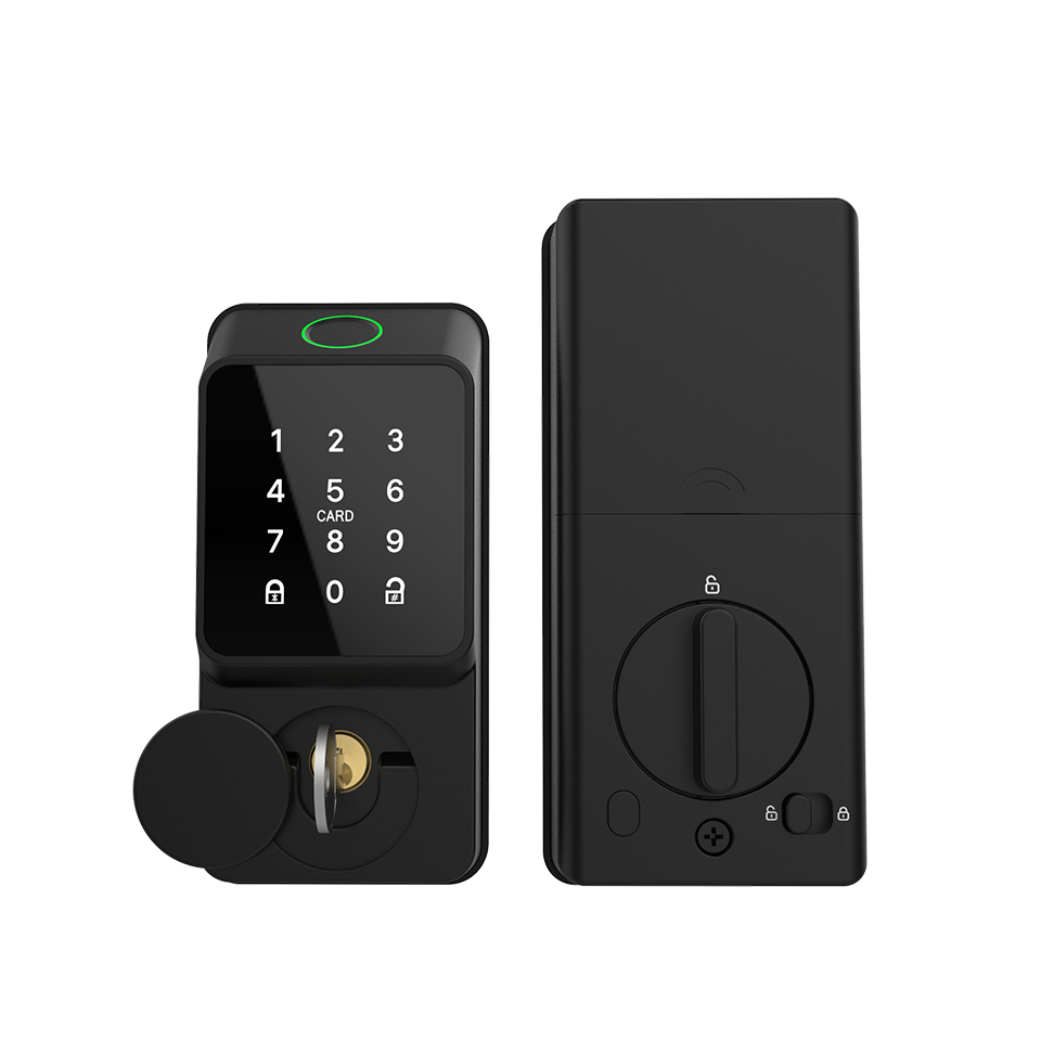 Smart Door Lock - Black Smart Deadbolt Lock Fingerprint Keyless