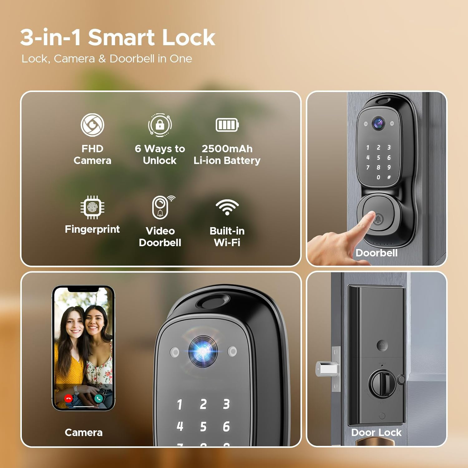 Tuya Wifi Smart Door Lock ‎Cam - đánh giá và giá Smart Door Lock